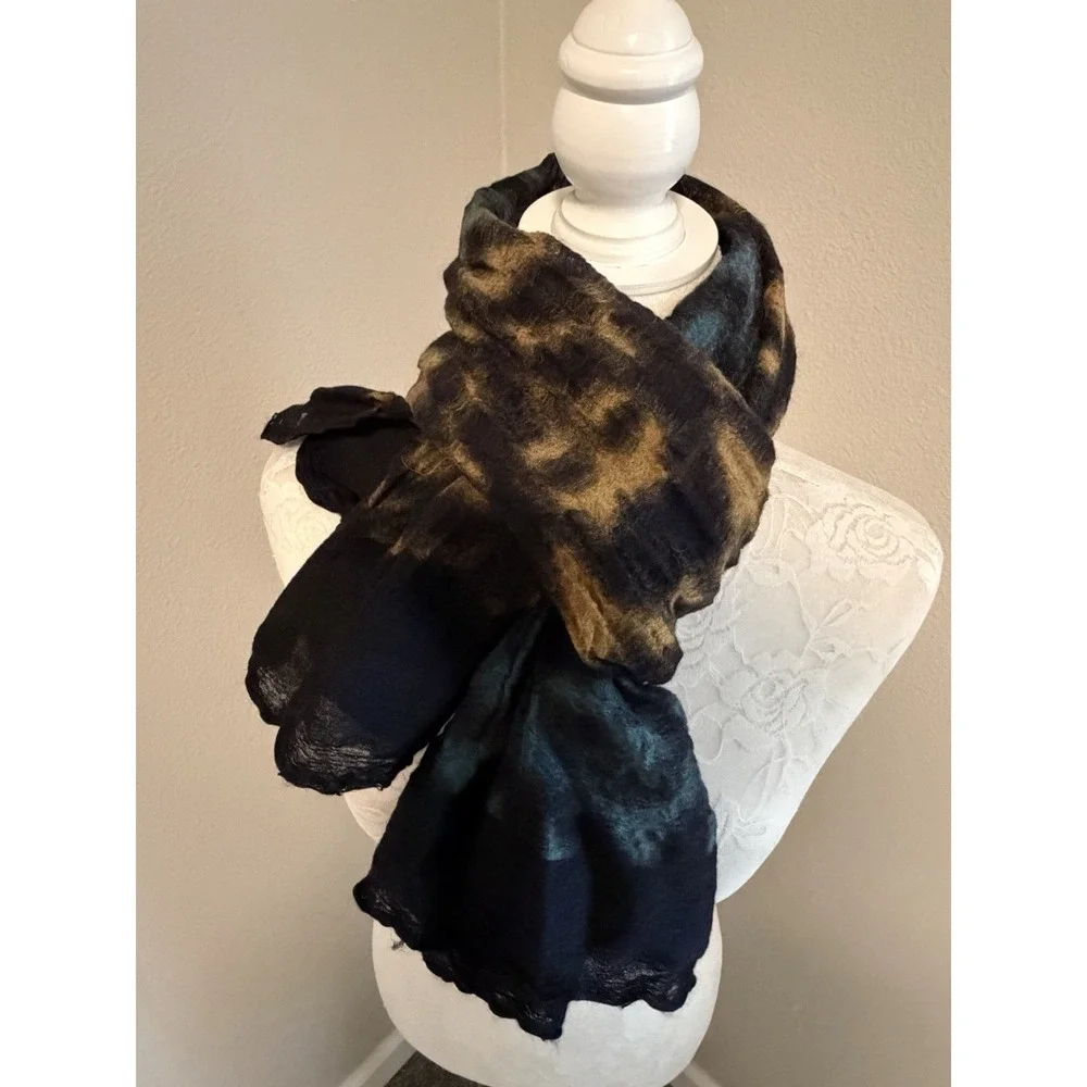 Asian Eye Soft Wool Silk Blend‎ Rectangle Scarf Shawl 61